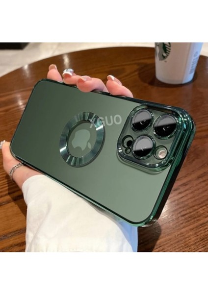 Apple iPhone 14 Pro Max Logo Detaylı Silikon Yeşil Kamera Korumalı Voyomega MF-VY-11A