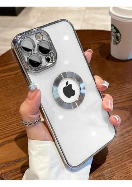 Apple iPhone 14 Pro Max Logo Detaylı Silikon Gümüş Kamera Korumalı Voyomega MF-VY-14A