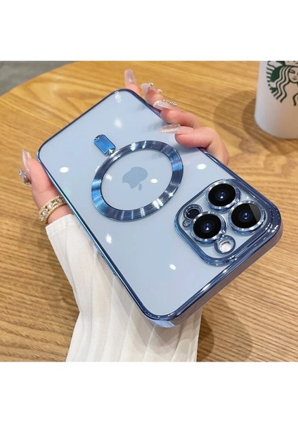 Apple iPhone 14 Pro Max Magsafe Silikon Mavi Kamera Korumalı Voyodemre MF-VY-14A