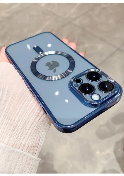 Apple iPhone 14 Pro Max Magsafe Silikon Mavi Kamera Korumalı Voyodemre MF-VY-14A