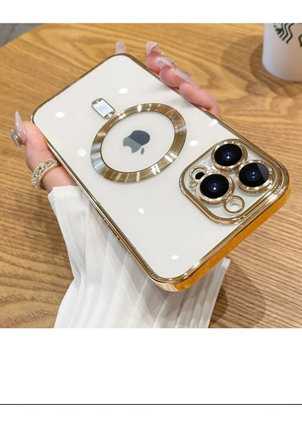 Apple iPhone 14 Pro Magsafe Silikon Gold Kamera Korumalı Voyodemre MF-VY-14A