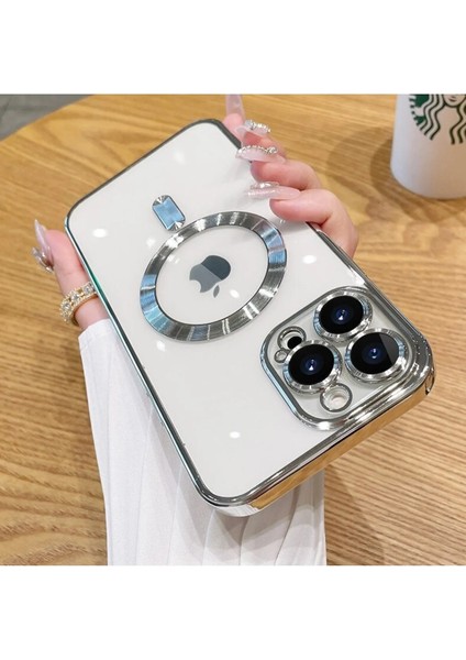 Apple iPhone 14 Pro Magsafe Silikon Gümüş Kamera Korumalı Voyodemre MF-VY-14A
