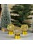 Yeni Yıl Yılbaşı Lüks Aynalı Gold Altın Metal LED Işıklı Çam Ağacı Lamba Pilli ve Mum Dekor 3lü Set 3