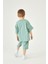 Bisiklet Yaka Düşük Omuz Basic Nakışlı Şortlu Unisex Çocuk Ikili Takım Yeşil 3