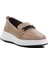 Forex 1076 Bej Hakiki Deri Kadın Loafer Ayakkabı 3