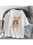 Killer Cat Baskılı Beyaz Oversize T-Shirt 2