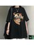 Skeleton Cat Siyah Oversize T-Shirt 1