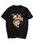 Skeleton Cat Siyah Oversize T-Shirt 2