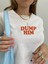 Dump Him Baskılı Beyaz Crop 2