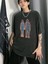 Yıkamalı Flaming Skeletons Baskılı Oversize Eskitme T-Shirt 1