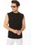 Erkek Siyah Bisiklet Yaka Tank Sıfır Kol Atlet %100 Pamuk T-shirt 3