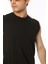 Erkek Siyah Bisiklet Yaka Tank Sıfır Kol Atlet %100 Pamuk T-shirt 2