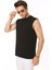 Erkek Siyah Bisiklet Yaka Tank Sıfır Kol Atlet %100 Pamuk T-shirt 1
