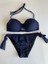 Lacivert Dar Kalıp Içi Boş Kap Bikini Takımı 4