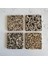 Taş Bardak Altlığı Stone Coasters - 4 Lü Set Minimalist Siyah Çiçek Desen 1