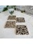Taş Bardak Altlığı Stone Coasters - 4 Lü Set Minimalist Siyah Çiçek Desen 2