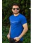 Erkek Mavi El Yazısı Imza Baskı Kısa Kollu Bisiklet Yaka Erkek T-Shirt 22ETSHEYAZ 3
