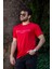 Erkek Kırmızı El Yazısı Imza Baskı Kısa Kollu Bisiklet Yaka Erkek T-Shirt 22ETSHEYAZ 1