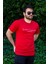 Erkek Kırmızı El Yazısı Imza Baskı Kısa Kollu Bisiklet Yaka Erkek T-Shirt 22ETSHEYAZ 4