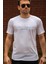 Erkek Beyaz El Yazısı Imza Baskı Kısa Kollu Bisiklet Yaka Erkek T-Shirt 22ETSHEYAZ 4