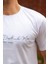 Erkek Beyaz El Yazısı Imza Baskı Kısa Kollu Bisiklet Yaka Erkek T-Shirt 22ETSHEYAZ 5
