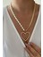 Oval İnci Gold Zincir Kalp Kolye 1