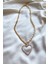 Oval İnci Gold Zincir Kalp Kolye 4