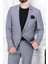 Erkek Slim Fit Mono Yaka Astarsız Gri Takım Elbise 1