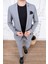 Erkek Slim Fit Mono Yaka Astarsız Gri Takım Elbise 3