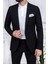 Erkek Slim Fit Mono Yaka Astarsız Siyah Takım Elbise 1