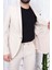 Erkek Slim Fit Mono Yaka Astarsız Bej Takım Elbise 3