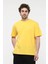 Erkek Kısa Kollu Baskılı Oversıze Kalıp Bisiklet Yaka Tişört Sarı 2