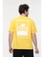 Erkek Kısa Kollu Baskılı Oversıze Kalıp Bisiklet Yaka Tişört Sarı 3
