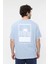 Erkek Kısa Kollu Baskılı Oversıze Kalıp Bisiklet Yaka Tişört Mavi Melanj 2