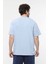 Erkek Kısa Kollu Baskılı Oversıze Kalıp Bisiklet Yaka Tişört Mavi Melanj 4