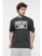 Erkek Baskılı Kısa Kollu Oversıze Kalıp Bisiklet Yaka Tişört Antrasit Melanj 2