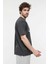 Erkek Baskılı Kısa Kollu Oversıze Kalıp Bisiklet Yaka Tişört Antrasit Melanj 5