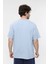 Erkek Kısa Kollu Baskılı Oversıze Kalıp Bisiklet Yaka Tişört Mavi Melanj 4