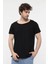 Erkek Kısa Kollu Kayık Yaka Tişört Siyah 2
