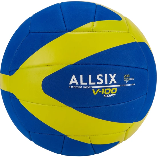 Decathlon Allsix Voleybol Topu - Mavi / Sarı - 200/220 G - 6/9 Yaş - V100 Soft 200