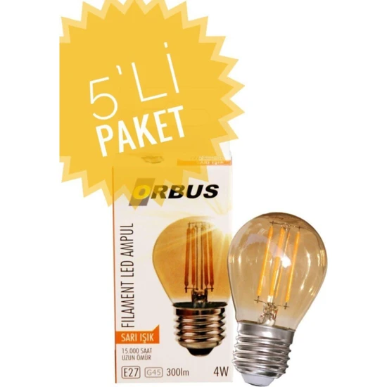 Orbus Dekoratif 4W GA45 Amber 5'li Rustik LED Ampul