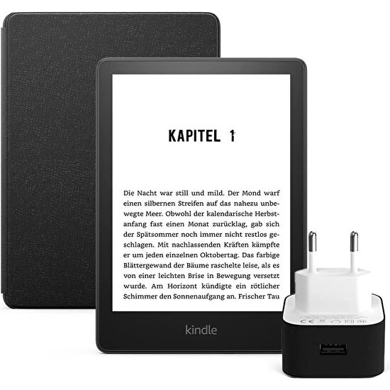 Amazon Kindle 6.8 Paperwhite 5 E Kitap Okuyucu 8 GB + Orijinal Deri Kılıf ve Şarj Adaptörü Reklamlı