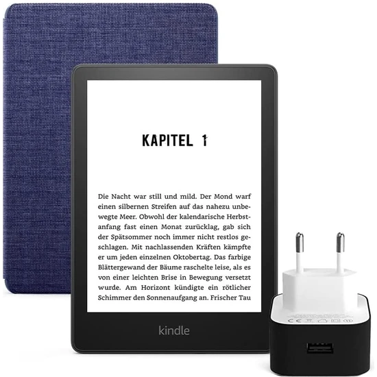 Amazon Kindle 6.8 Paperwhite 5 E Kitap Okuyucu 16 GB + Orijinal Kılıf Kumaş ve Şarj Adaptörü Reklamsız