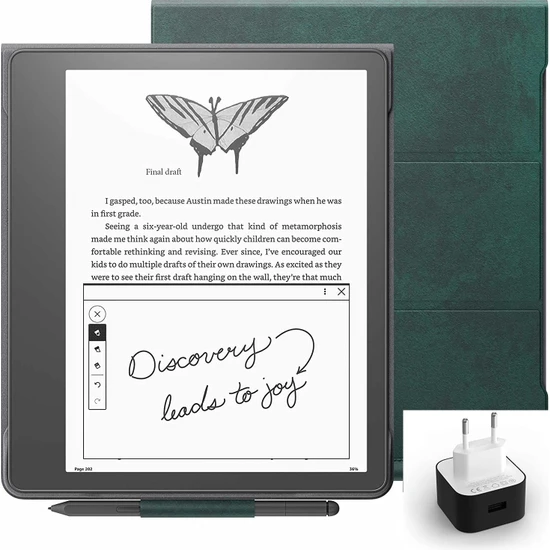 Amazon Kindle Scribe 10.2 E Kitap Okuyucu Premium Pen 32 GB + Premium Deri Kılıf + Adaptör