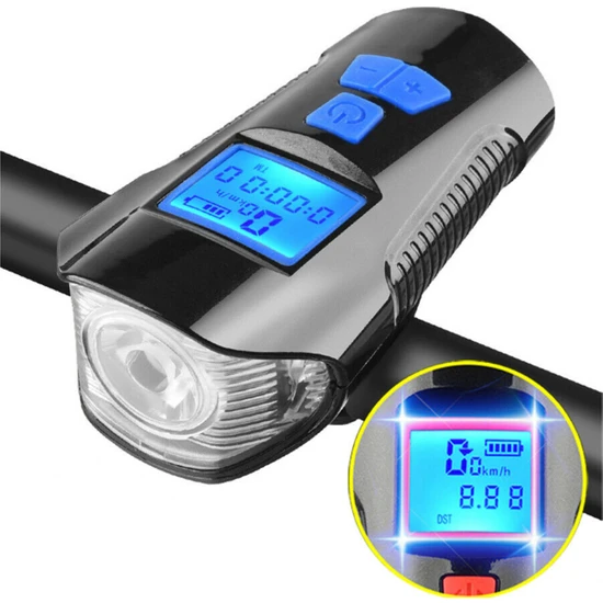 Duhalıne Bisiklet LCD Hız Gösterge Km Ekranı Su Geçirmez Şarjlı LED Işık 4 Mod Işık Korna 6 Mod Ses 3 In 1