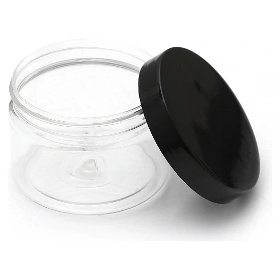 Makrobay 150 ml Şeffaf Pet Plastik Kavanoz Siyah Kapak 5 Adet
