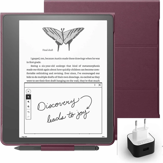 Amazon Kindle Scribe 10.2 E Kitap Okuyucu Premium Pen 64 GB + Orijinal Deri Kılıf + Adaptör
