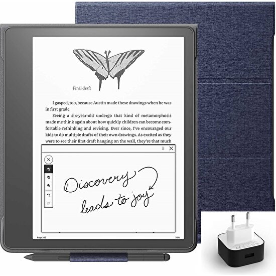 Amazon Kindle Scribe 10.2 E Kitap Okuyucu Premium Pen 32 GB + Orijinal Kumaş Kılıf + Adaptör