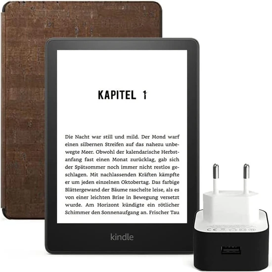 Amazon Kindle 6.8 Paperwhite 5 E Kitap Okuyucu 16 GB + Orijinal Mantar Kılıf ve Şarj Adaptörü Reklamsız
