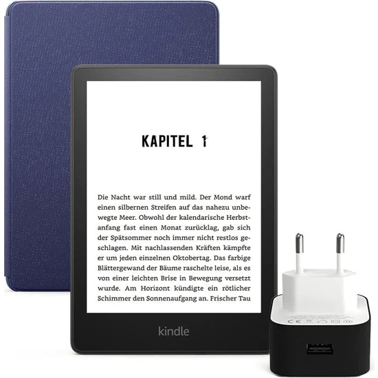 Amazon Kindle 6.8 Paperwhite 5 E Kitap Okuyucu 16 GB + Orijinal Deri Kılıf ve Şarj Adaptörü Reklamsız